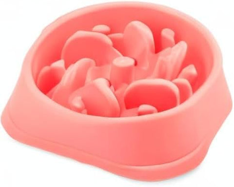 Dog Feeder Slow Eating Pet Bowl Eco-Friendly Non-Toxic Preventing Choking Healthy Design Bowl for Dog Pet(S-M,Pink)