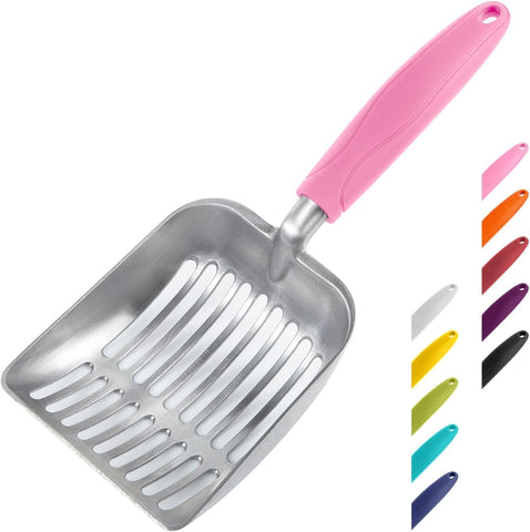 Cat Litter Scoop, Aluminum Alloy Sifter, Kitty Metal Scooper, Deep Shovel, Long Handle, Poop Sifting, Kitten Pooper Lifter, Durable, Heavy Duty, for Litter Box