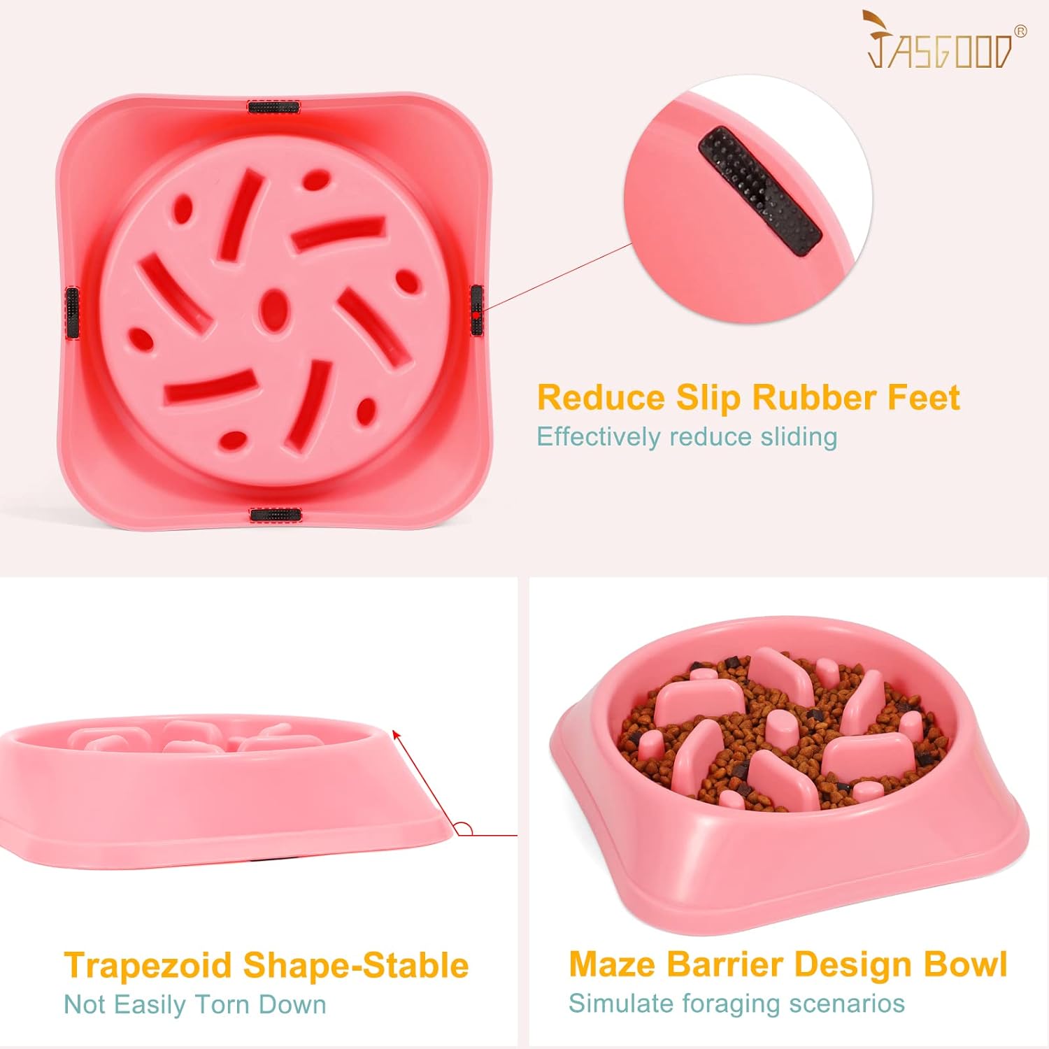 Dog Feeder Slow Eating Pet Bowl Eco-Friendly Non-Toxic Preventing Choking Healthy Design Bowl for Dog Pet(S-M,Pink)