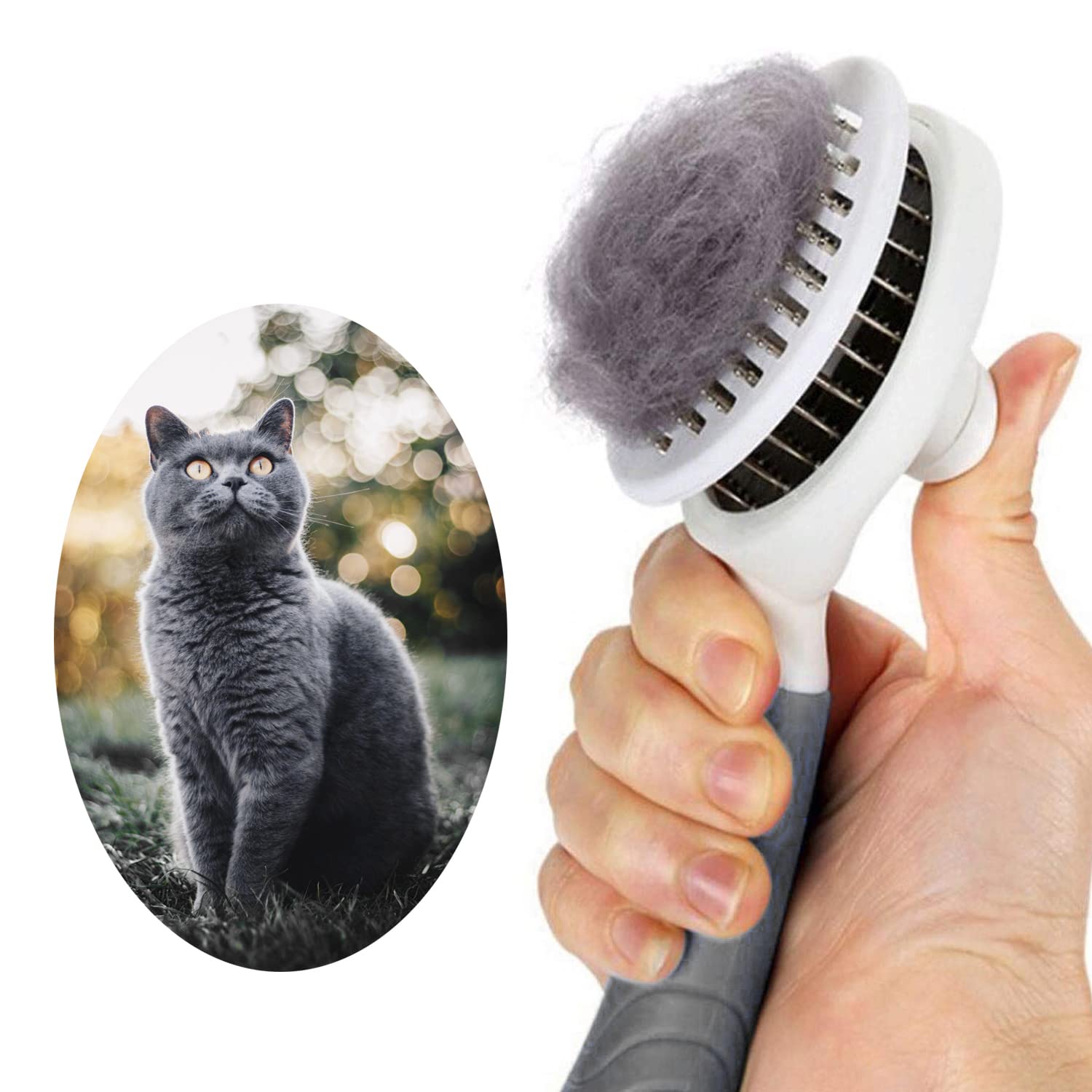 Cat Grooming Brush, Self Cleaning Slicker Brushes for Dogs Cats Pet Grooming Brush Tool Gently Removes Loose Undercoat, Mats Tangled Hair Slicker Cat Brush for Shedding Upgraded(Blue)