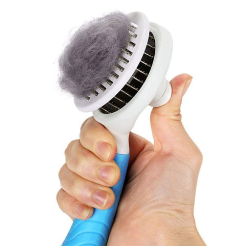 Cat Grooming Brush, Self Cleaning Slicker Brushes for Dogs Cats Pet Grooming Brush Tool Gently Removes Loose Undercoat, Mats Tangled Hair Slicker Cat Brush for Shedding Upgraded(Blue)