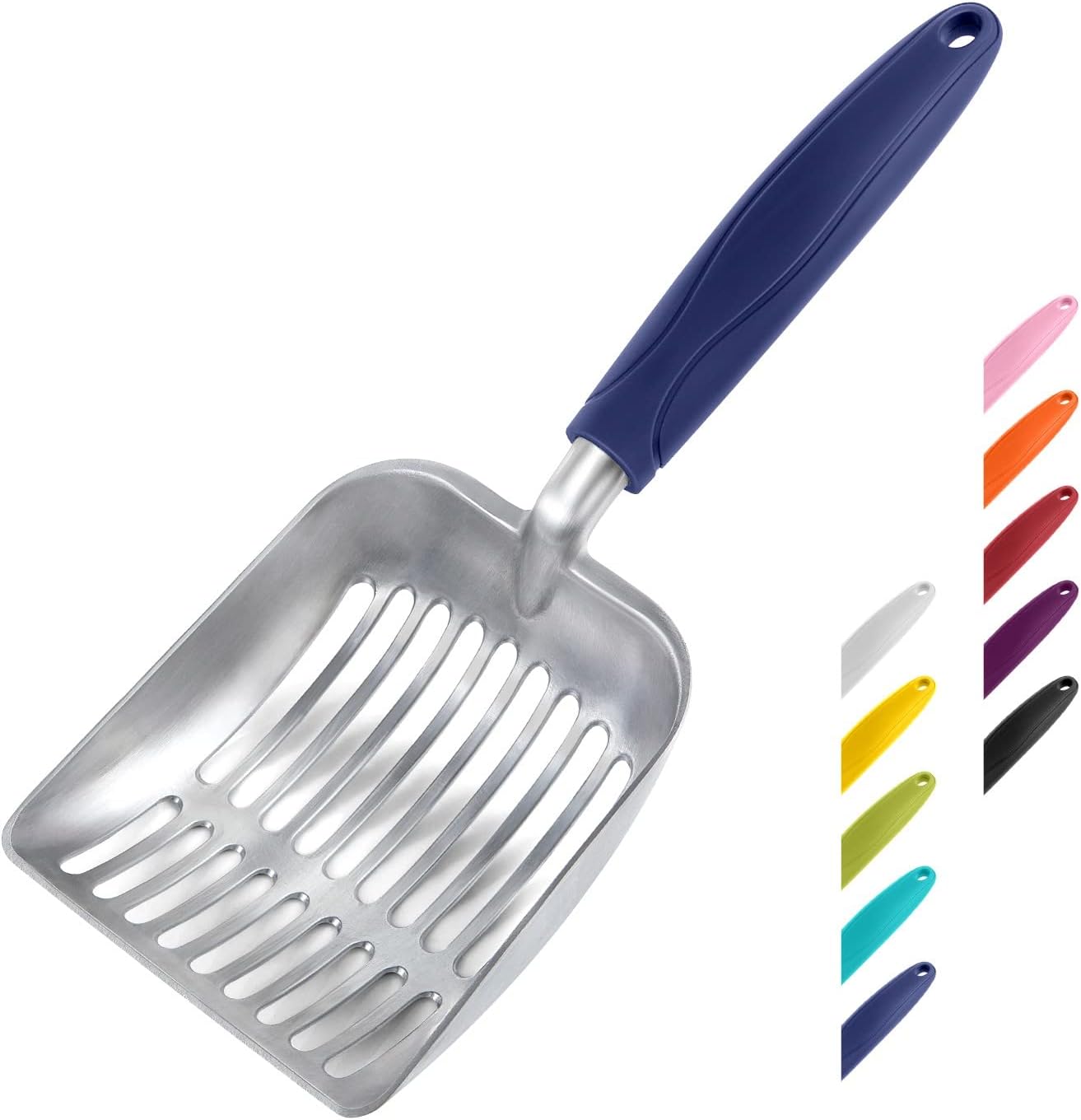 Cat Litter Scoop, Aluminum Alloy Sifter, Kitty Metal Scooper, Deep Shovel, Long Handle, Poop Sifting, Kitten Pooper Lifter, Durable, Heavy Duty, for Litter Box