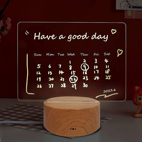 Acrylic Dry Erase Board 16 Colors Can Remote Control Light 7.3X5X0.2" Clear Desktop Note Memo Board, Includes Dry Erase Markers, Rewritable Night Light with Message Board, Soft Light Desk Lamp Gift