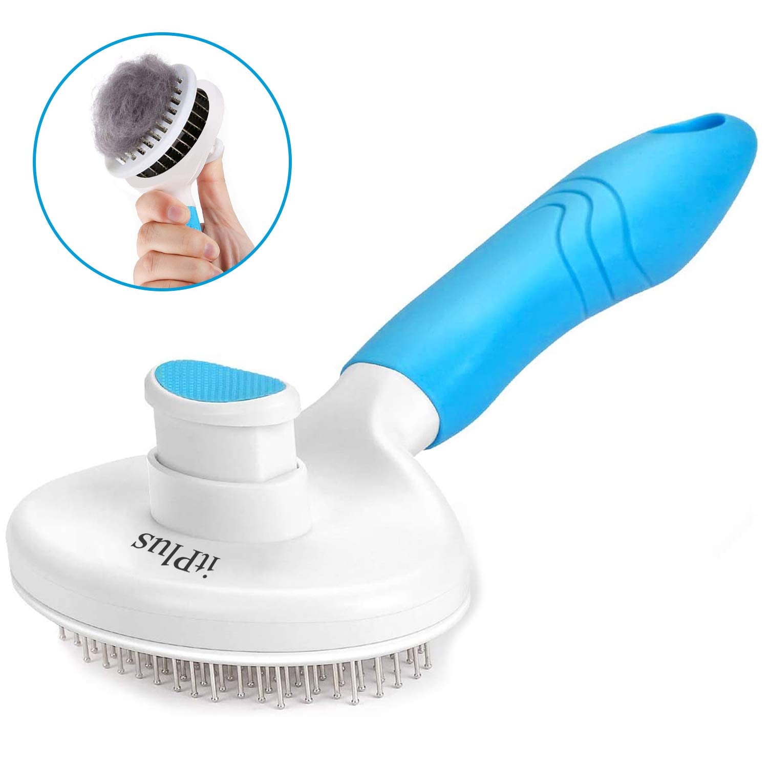 Cat Grooming Brush, Self Cleaning Slicker Brushes for Dogs Cats Pet Grooming Brush Tool Gently Removes Loose Undercoat, Mats Tangled Hair Slicker Cat Brush for Shedding Upgraded(Blue)