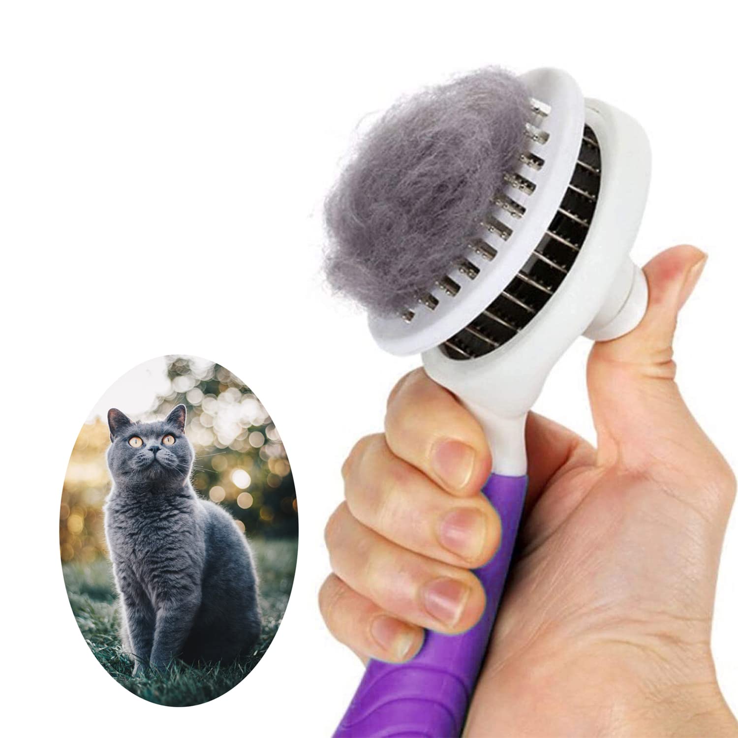 Cat Grooming Brush, Self Cleaning Slicker Brushes for Dogs Cats Pet Grooming Brush Tool Gently Removes Loose Undercoat, Mats Tangled Hair Slicker Cat Brush for Shedding Upgraded(Blue)