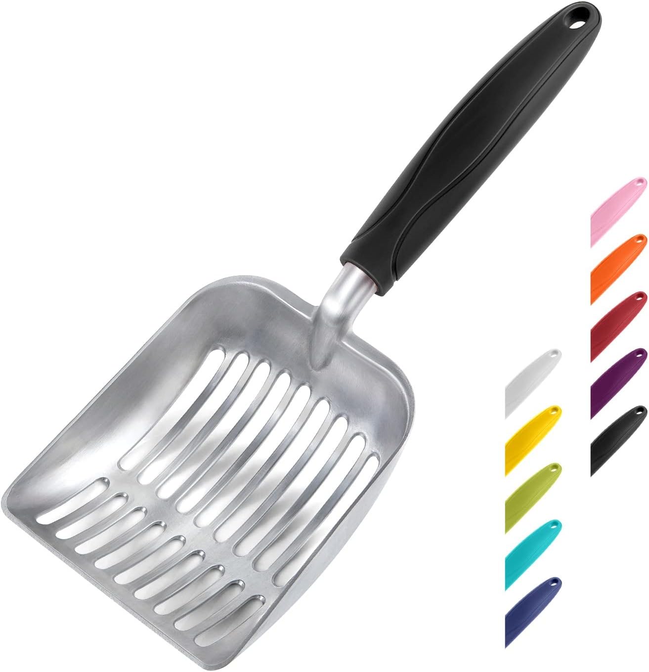 Cat Litter Scoop, Aluminum Alloy Sifter, Kitty Metal Scooper, Deep Shovel, Long Handle, Poop Sifting, Kitten Pooper Lifter, Durable, Heavy Duty, for Litter Box