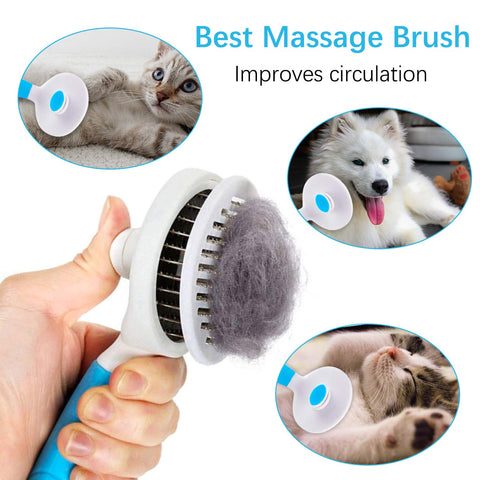 Cat Grooming Brush, Self Cleaning Slicker Brushes for Dogs Cats Pet Grooming Brush Tool Gently Removes Loose Undercoat, Mats Tangled Hair Slicker Cat Brush for Shedding Upgraded(Blue)