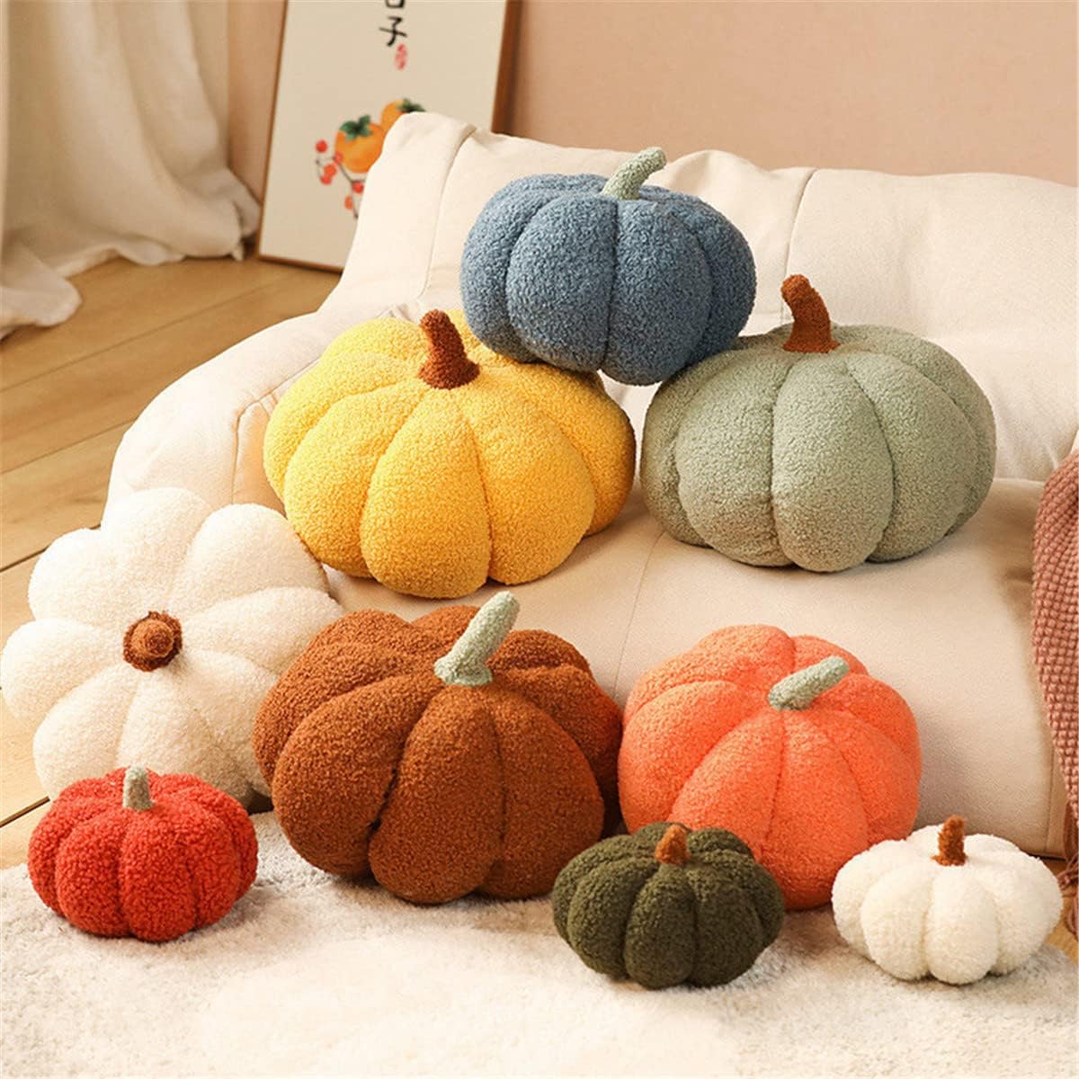 Pumpkin Pillow,Halloween Pillows,Brown Halloween Decorations Pillows,3D Fall Decorations for Home Pumpkin Throw Pillows,11 Inches Decor Pillow for Car Bedroom Sofa Couch Living Room