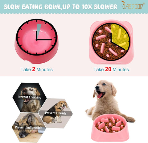 Dog Feeder Slow Eating Pet Bowl Eco-Friendly Non-Toxic Preventing Choking Healthy Design Bowl for Dog Pet(S-M,Pink)