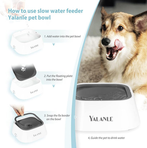 Dog Water Bowl No-Spill Pet Water Bowl Slow Water Feeder Dog Bowl No-Slip Pet Water Dispenser Vehicle Carried Dog Water Bowl for Dogs/Cats/Pets