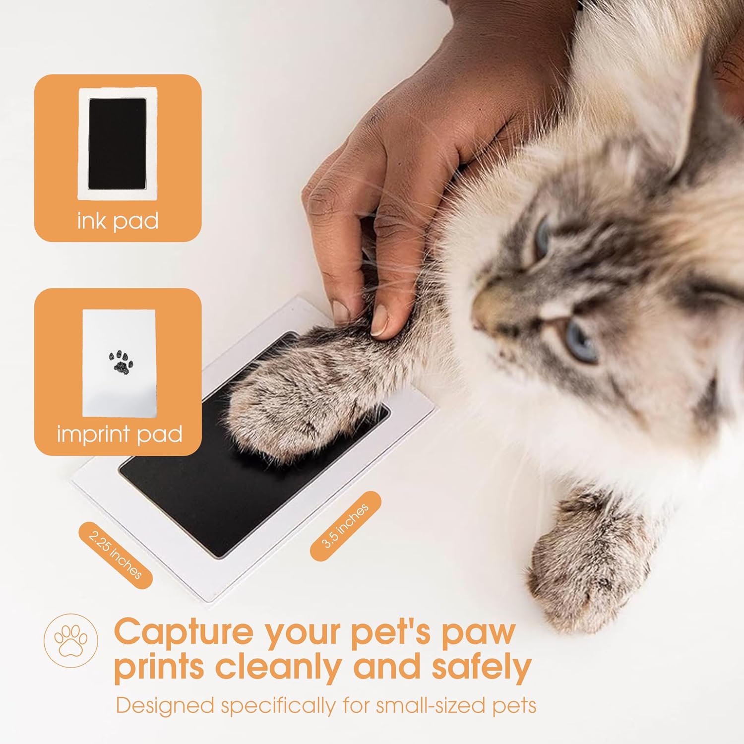 Paw Print Clean Touch Ink Pad Kit for Dogs and Cats, Pet Owner Keepsake, DIY Inkless Paw and Nose Print Impression Set, Small/Medium