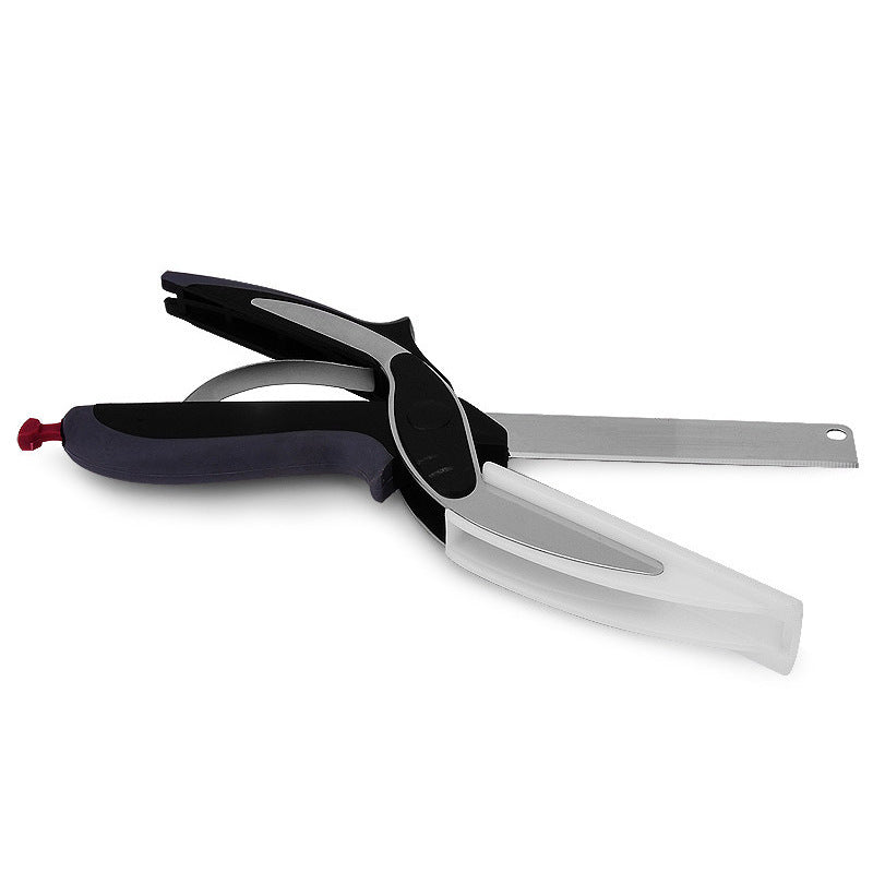 Kitchen Gadget Scissors 2-In-1 Functional Smart Chopping Knife Food Scissors Vegetable Scissors a Good Helper in the Kitchen