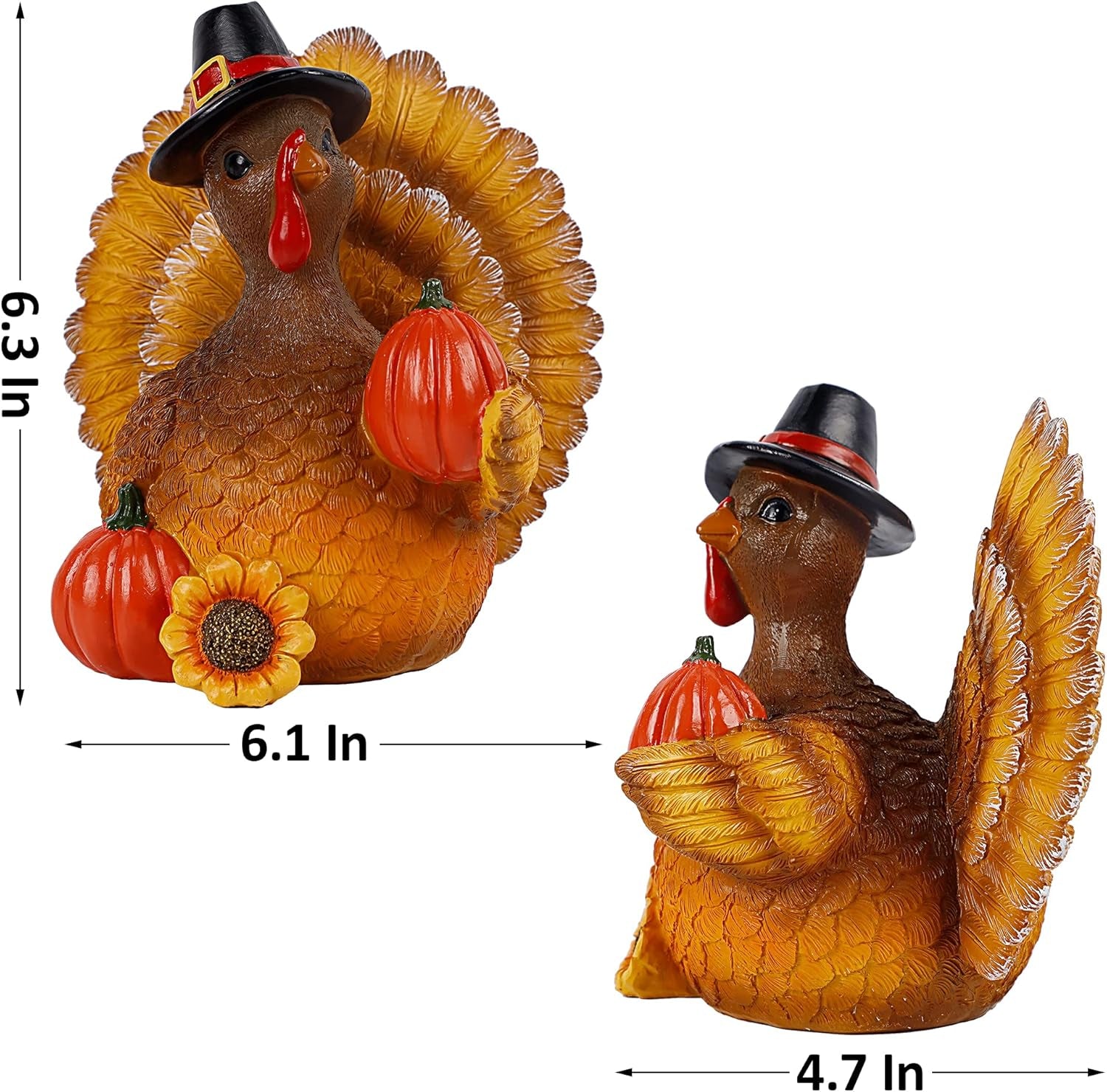 Thanksgiving Turkey Tabletop Centerpiece Decor, Resin Turkey Decoration for Autumn Fall Thanksgiving Harvest Home Decorations