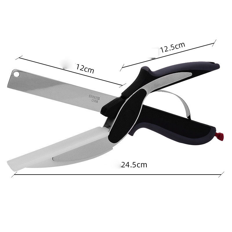 Kitchen Gadget Scissors 2-In-1 Functional Smart Chopping Knife Food Scissors Vegetable Scissors a Good Helper in the Kitchen