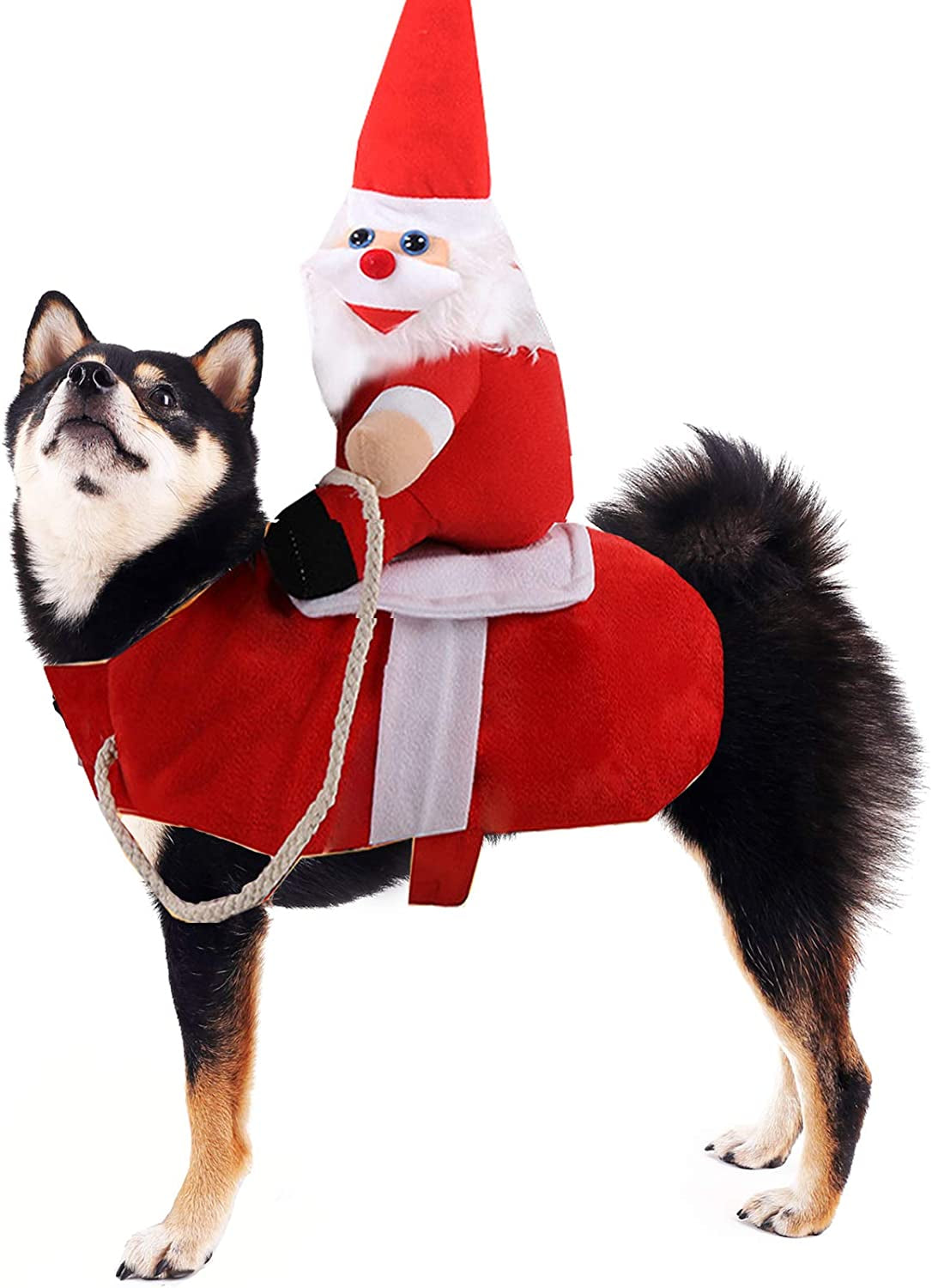 SantaPaws Rider Costume – Funny Christmas Santa Outfit for Dogs