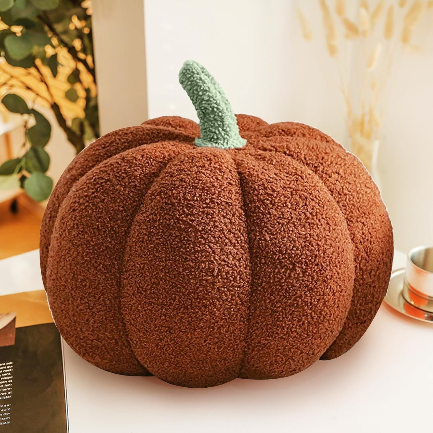 Pumpkin Pillow,Halloween Pillows,Brown Halloween Decorations Pillows,3D Fall Decorations for Home Pumpkin Throw Pillows,11 Inches Decor Pillow for Car Bedroom Sofa Couch Living Room